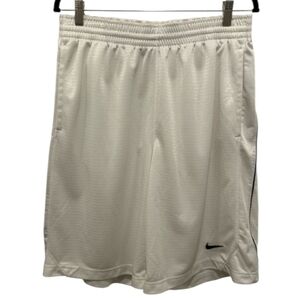 Nike Men's White Athletic Basketball Shorts with Black Logo Sz L Acitvewear